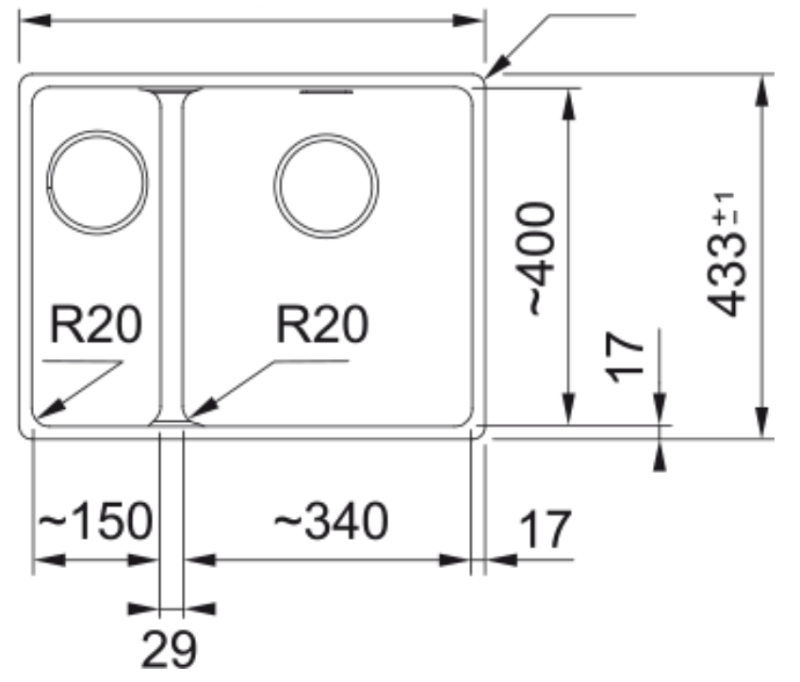 Franke Maris MRG 160-34-15 Fragranite Slate Grey Pomivalno korito sivo temno Desna stran Vgradnja spodaj 125.0714.607