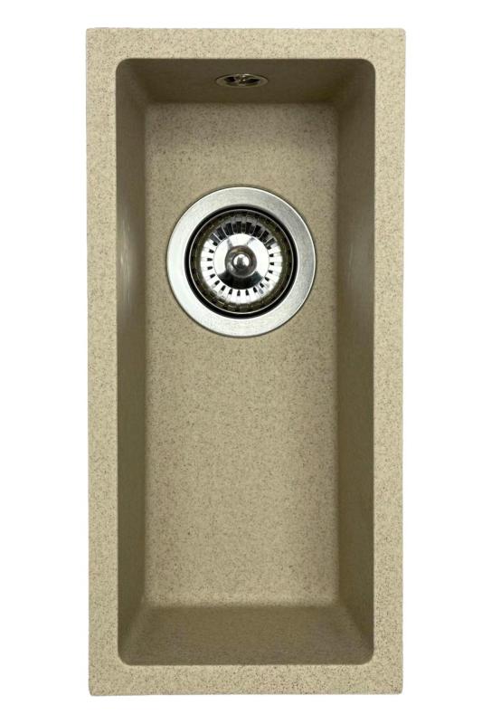GraniteMy Universal granitna bež peščena majhna pomivalna korito 17x40 cm za nadgradnjo, vgradnjo pod pult in poravnavo z delovno površino z inox čepom 1208968002.