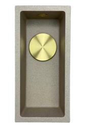 GraniteMy Universal granitna bež peščena majhna pomivalna korita 17x40 cm nadgradna, podgradna in ravna vgradnja z zlatim čepom 1208968003.