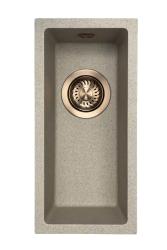 GraniteMy Universal granitna bež pesek majhna pomivalna korita 17x40 cm nadgradnja podgradnja in vgradnja z bakrenim čepom 1208968004