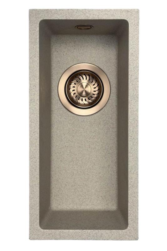 GraniteMy Universal granitna bež pesek majhna pomivalna korita 17x40 cm nadgradnja podgradnja in vgradnja z bakrenim čepom 1208968004