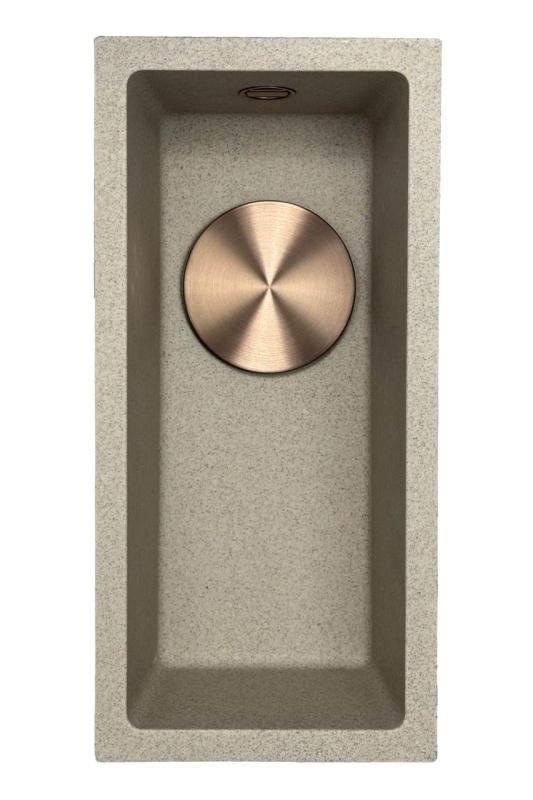 GraniteMy Universal granitna bež pesek majhna pomivalna korita 17x40 cm nadgradnja podgradnja in vgradnja z bakrenim čepom 1208968004