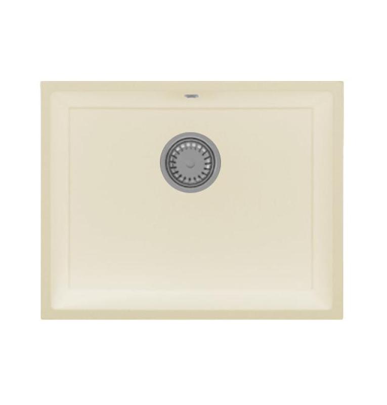GraniteMy Universal granitna bež peska pomivalno korito 55x40 cm za vgradnjo pod pultom in vgradnjo v pult z nerjavečim jeklenim čepom 1208968012