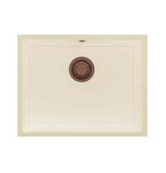 GraniteMy Universal granitna bež peščena pomivalno korito 55x40 cm nadgradna, podgradna in ravna vgradnja z bakrenim čepom 1208968014