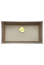 GraniteMy Universal granitna bež peščena pomivalno korito 74x40 cm nadgradna, podgradna in vgradna z zlato odtočno kapo 1208968018.