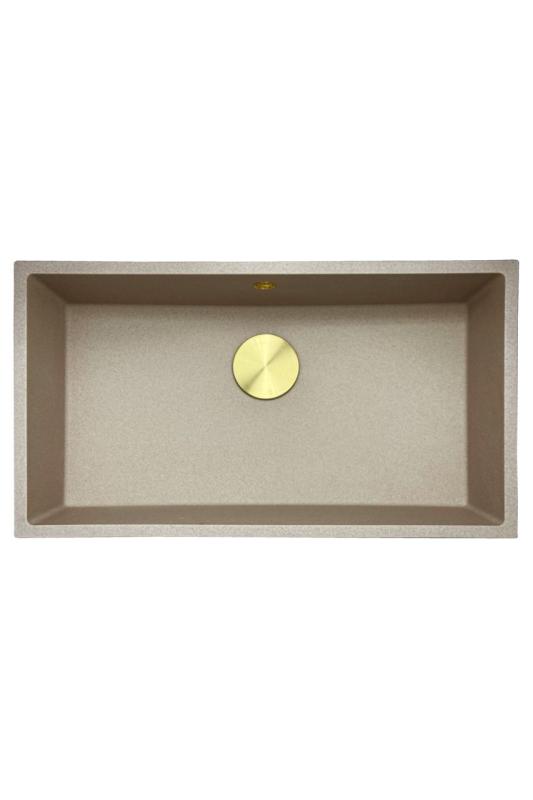 GraniteMy Universal granitna bež peščena pomivalno korito 74x40 cm nadgradna, podgradna in vgradna z zlato odtočno kapo 1208968018.