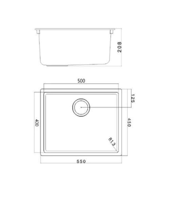 Črno pomivalno korito 50x40cm podgradnja, nadgradnja in ravna gradnja z zlatim čepom 1208968037