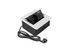 AVARO Vgradna pohištvena vtičnica, 1x francoska vtičnica, USB A+C, Kabel 1,5m, Bela