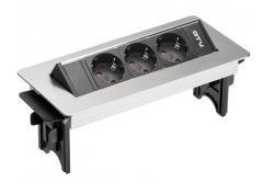 Namizni podaljšek brez kasete 3x schuko vtičnica, 1,5m napajalni kabel z inox vtičem (montaža z vijaki)