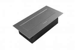 Pohištvena vtičnica 2x vtičnica z ozemljitvijo, USB A+C, napajalni kabel z vtičem, alu