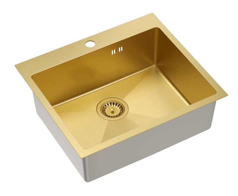 Akvadizajn Clara Pomivalno korito Zlato 55x48cm Nadgradna ali Vgradna z Odprtino za Pipo in Zlati Čep - 1208969504