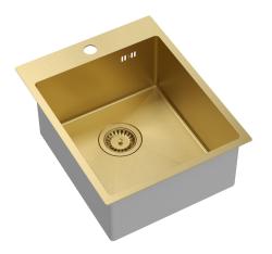 Aquadesign Clara Umivalnik Zlata 40x50cm Nadgradnja ali Vgradnja z Banko za Pipo in Zlatim Čepom - 1208969506