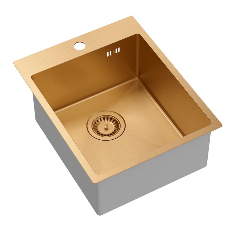 Aquadesign Clara Pomivalno korito Baker 40x50cm Nadgradna ali Vgradna z Odprtino za Pipo in Bakrenim Čepom - 1208969507