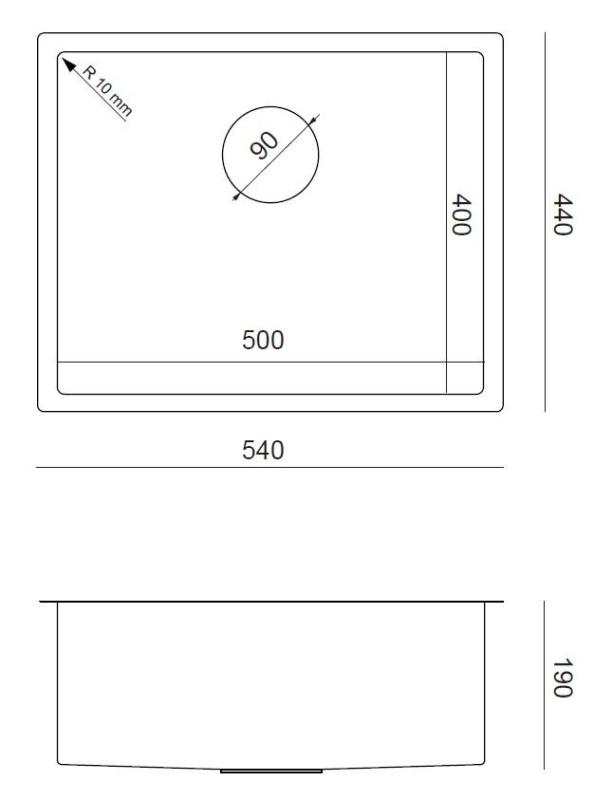 Aquadesign Zara Pomivalno korito Gun metal 54x44cm Podvgradnja, Raven vgradnja in Nadgradnja z Gun metal Čep - 1208969511
