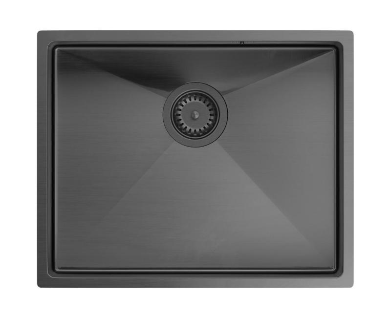 Aquadesign Zara Pomivalno korito Gun metal 54x44cm Podvgradnja, Raven vgradnja in Nadgradnja z Gun metal Čep - 1208969511