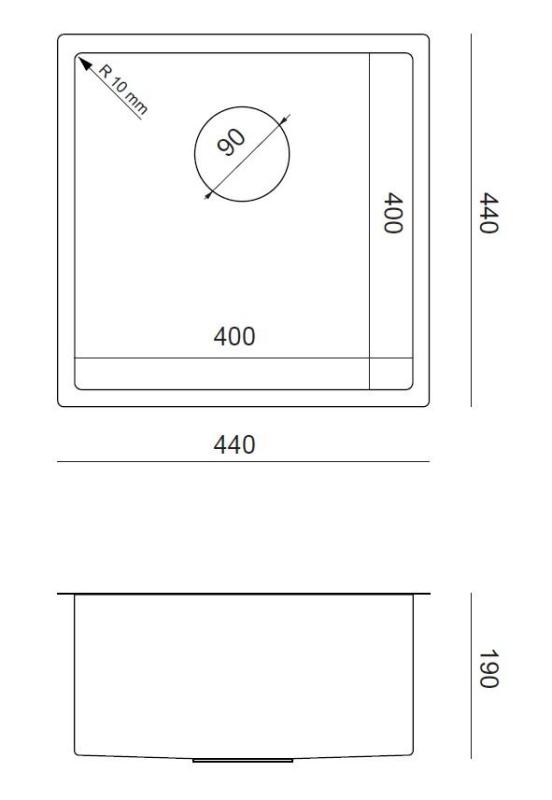 Aquadesign Zara Pomivalno Korito Baker 44x44cm Podvgradnja, Vgradnja v ravni plošči in Nadgradnja z Bakrenim Čepom - 1208969515