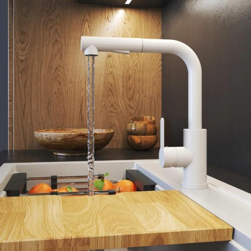 Graniteland Celeste Kuhinjska Armatura Bela z Izvlečno Cevjo in Dvostransko Ročno Prho 1208969526