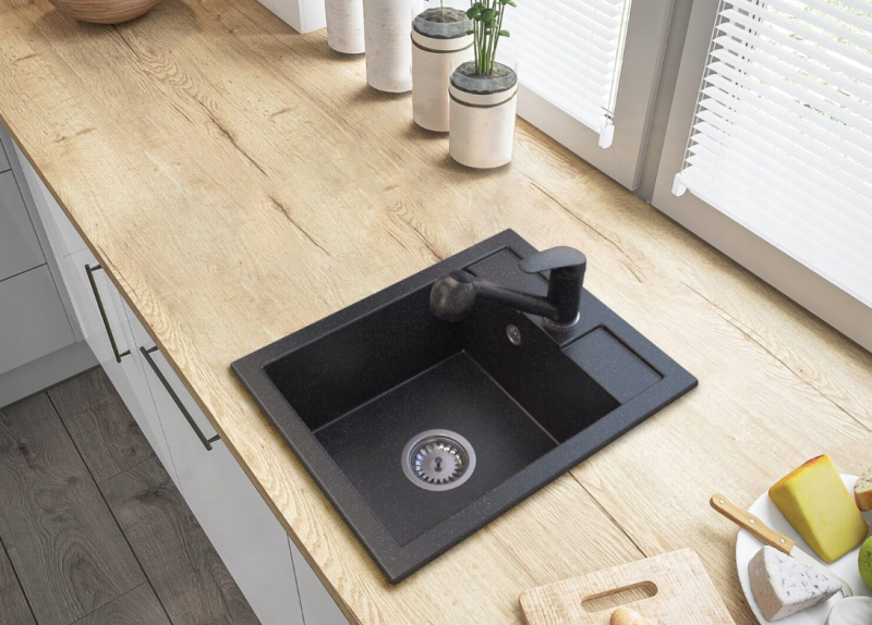 Graniteland Rhea Kuhinjska pipa Videz trdega kamna iz modrega kamna z Izvlečno Izlivno Cevjo in Ročno prho z Dvojno Funkcijo 1208969536