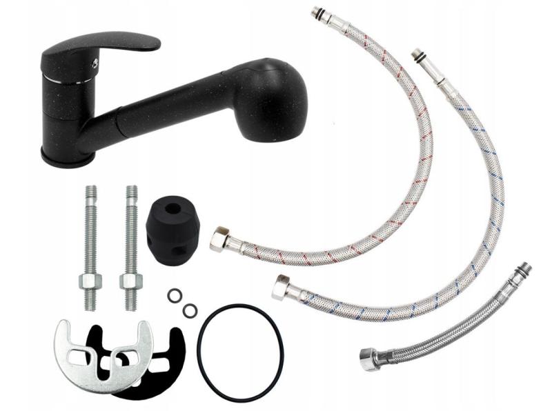 Graniteland Rhea Kuhinjska pipa Videz trdega kamna iz modrega kamna z Izvlečno Izlivno Cevjo in Ročno prho z Dvojno Funkcijo 1208969536