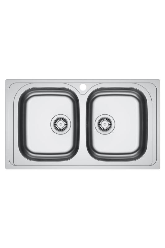 Franke Spark SKX 620-86 Dvojno Nerjavno Jeklo Pomivalno Korito z Odprtino za Pipo Nadgradnja 86x50cm 101.0714.440