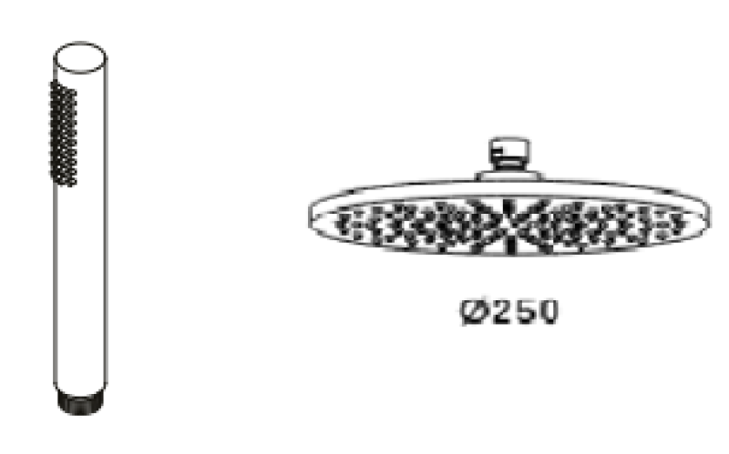 Waterevolution Flow termostatska tro-potna prha z ročno in glavno prho Medenina 250mm T131TN25LE