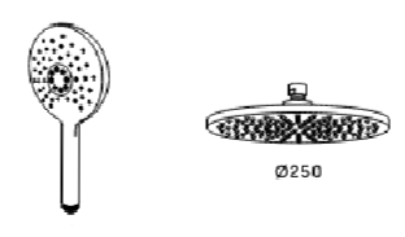 Waterevolution Flow termostatska tuš mešalna pipa s tremi poti z glavo tuša 250mm in okroglo ročno prho Bela T131TNR25BR
