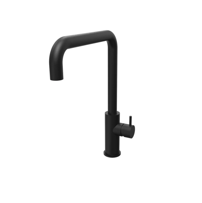 Waterevolution Flow kuhinjska armatura s kotnim vrtljivim izlivom črna T158HPR.