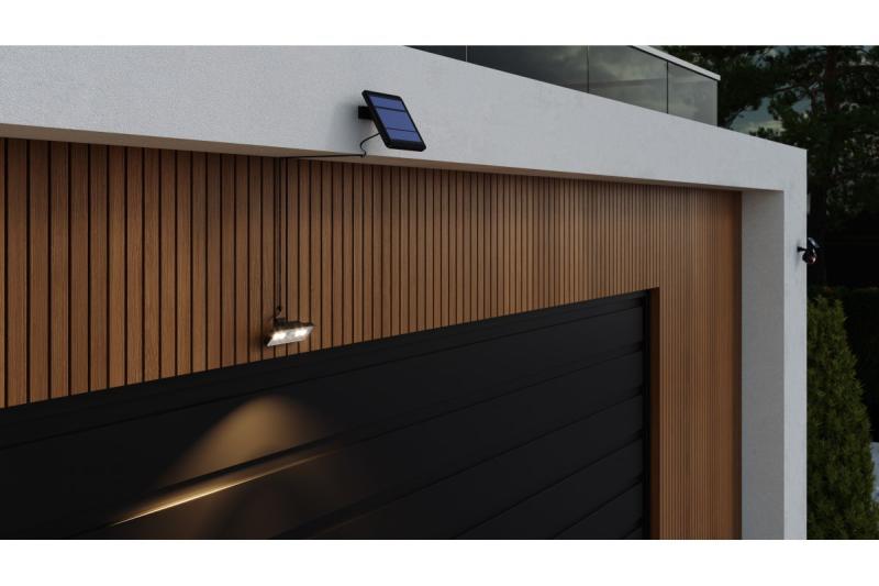 Sončna svetilka z gibalnim in senzorjem za somrak DAVOS, LED, 1000lm, 4000K, 2000mAh, IP54, črna