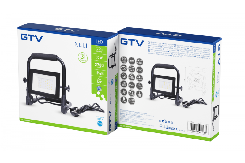 NELI Prenosni Reflektor, LED, 30W, 2700lm, 6400K, AC220-240V, IP65, 1,5m kabel