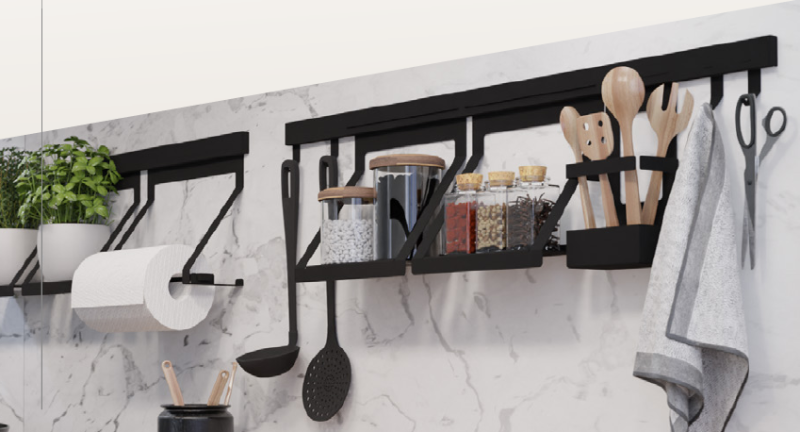 Epka Luxion Košara za Kuhinjska Vodila Kovinska Črna 1208969965