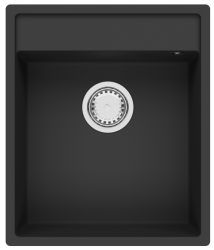 Granitni pomivalnik GraniteMy Bremen 44x52 cm Črna – Vgradnja na, pod in v ravnino z odprtino za pipo in nerjavno jeklen čep 1208969991