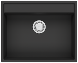 GraniteMy Bremen Granitno Pomivalno Korito 64x52 cm Črno – Nadgradna, Podgradna in Vgrajena z Bančnim Odtokom in Inox Čepom 1208969992