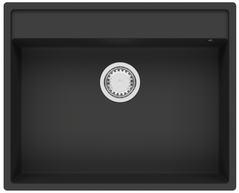 GraniteMy Bremen Granitno Pomivalno Korito 64x52 cm Črno – Nadgradna, Podgradna in Vgrajena z Bančnim Odtokom in Inox Čepom 1208969992