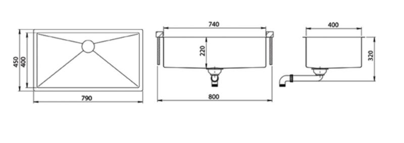 Ausmann Mosel velika bakrena pomivalna korita iz nerjavečega jekla - PVD baker 74x40 univerzalna 1208970018