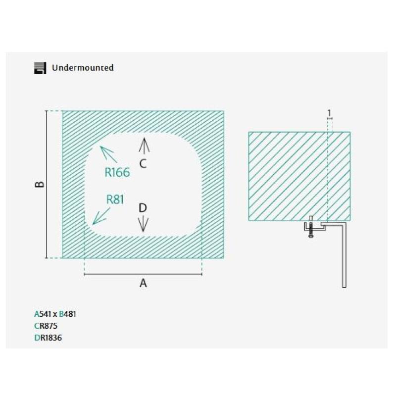 Banka Denver RVS Pomivalno Korito 54 x 48 cm Podgradnja 1208970048