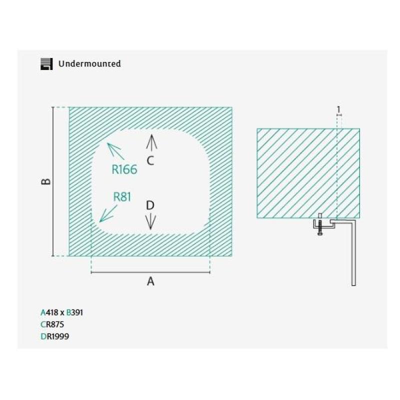Banka Denver nerjaveče jeklo pomivalno korito 41 x 41 cm podgradnja 1208970049