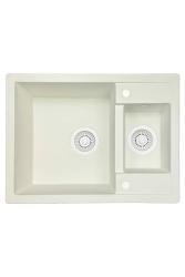 GraniteMy Smart extra plitka 1,5 granitna nadgradna bela pomivalna korita 58x44cm z belim čepom in pokrovom 1208970052.