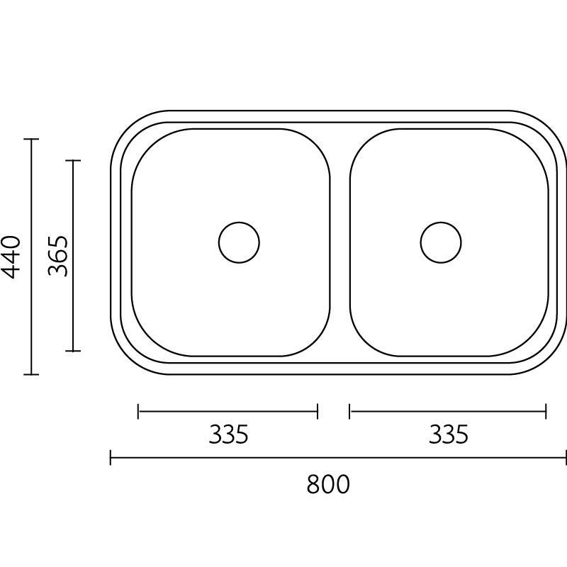 Banka Diplomat RVS dvojni pomivalni korit 80x44 cm 1208970059