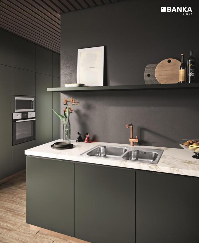 Prinses RVS dubbele spoelbak opbouw 84x56 cm met kraangat Bank 1208970066