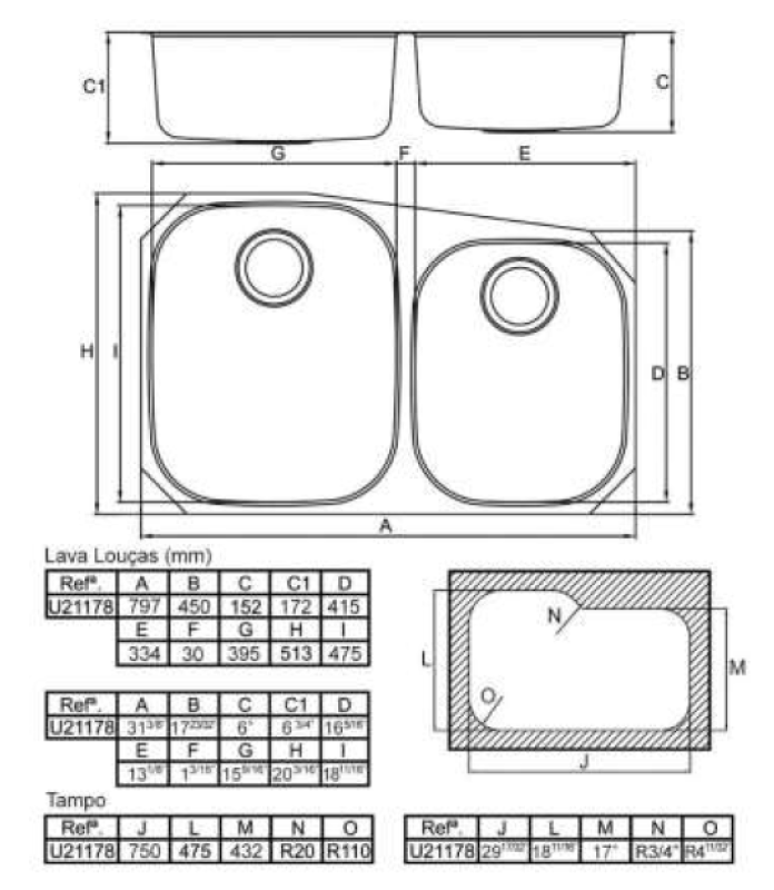 Banka Princess nerjaveče jeklo dvojni pomivalni korit podstavek 750x475 mm 1208970067