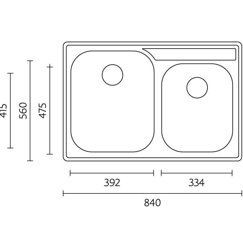 Banka Princess nerjaveče jeklo dvojni pomivalni korit podstavek 750x475 mm 1208970067