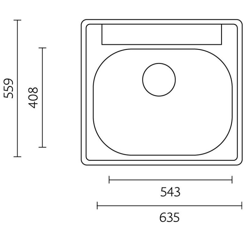 Banka Detroit RVS Pomivalno korito 635 x 559 mm Nadgradnja z odprtino za pipo 1208970077