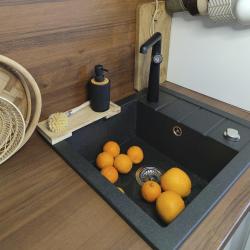 Aquadesign Somerset Granitni Nadgradni Pomivalno Korito Antracit z majhnim Odcejalnim Delom 570 x 495 mm 1208970084