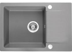 Aquadesign Kensley Set - Granitno Nadgradno Pomivalno Korito Sivo z majhnim Odcejalnim Delom in Kuhinjsko Pipo, 65 x 44 cm 1208970086