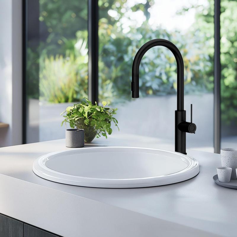 Ausmann Ceramic Brook keramični beli okrogli nadpultni umivalnik 1208970092