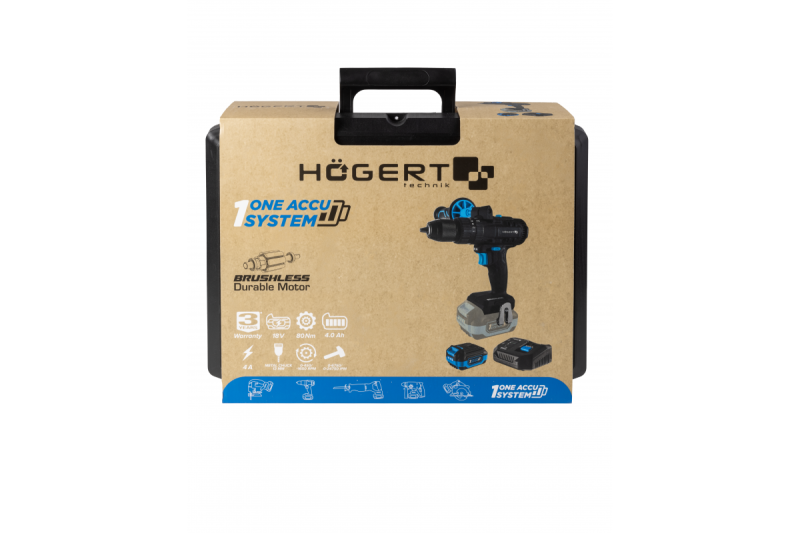 HÖGERT akumulatorski udarni vrtalni set, 18V za opeko, kamen, les, kovino in plastiko.