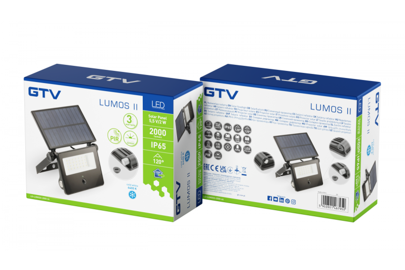 Poplavna svetilka LUMOS II, LED, 2000lm, 6400K, zamenljiva 2600mAh, IP65, črna