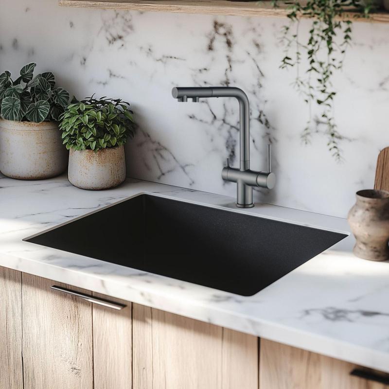 Ausmann Ellington 3-potni kuhinjski mešalnik z izvlečnim izlivom in filtrirano vodo – Gun metal- 1208970499