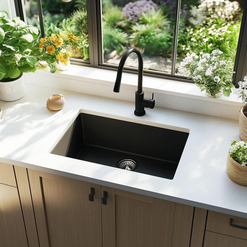 Ausmann Ceramic Ember Keramično Mat Črno Korito - Nadgradnja in Podgradnja 54 x 40 cm z RVS čepom 1208970511