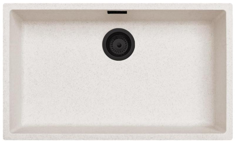 Beli Pesek Veliko Pomivalno Korito 70x40 cm Vgradnja, Nadgradnja in Ravna Vgradnja z Mat Črnim Čepom 1208970525